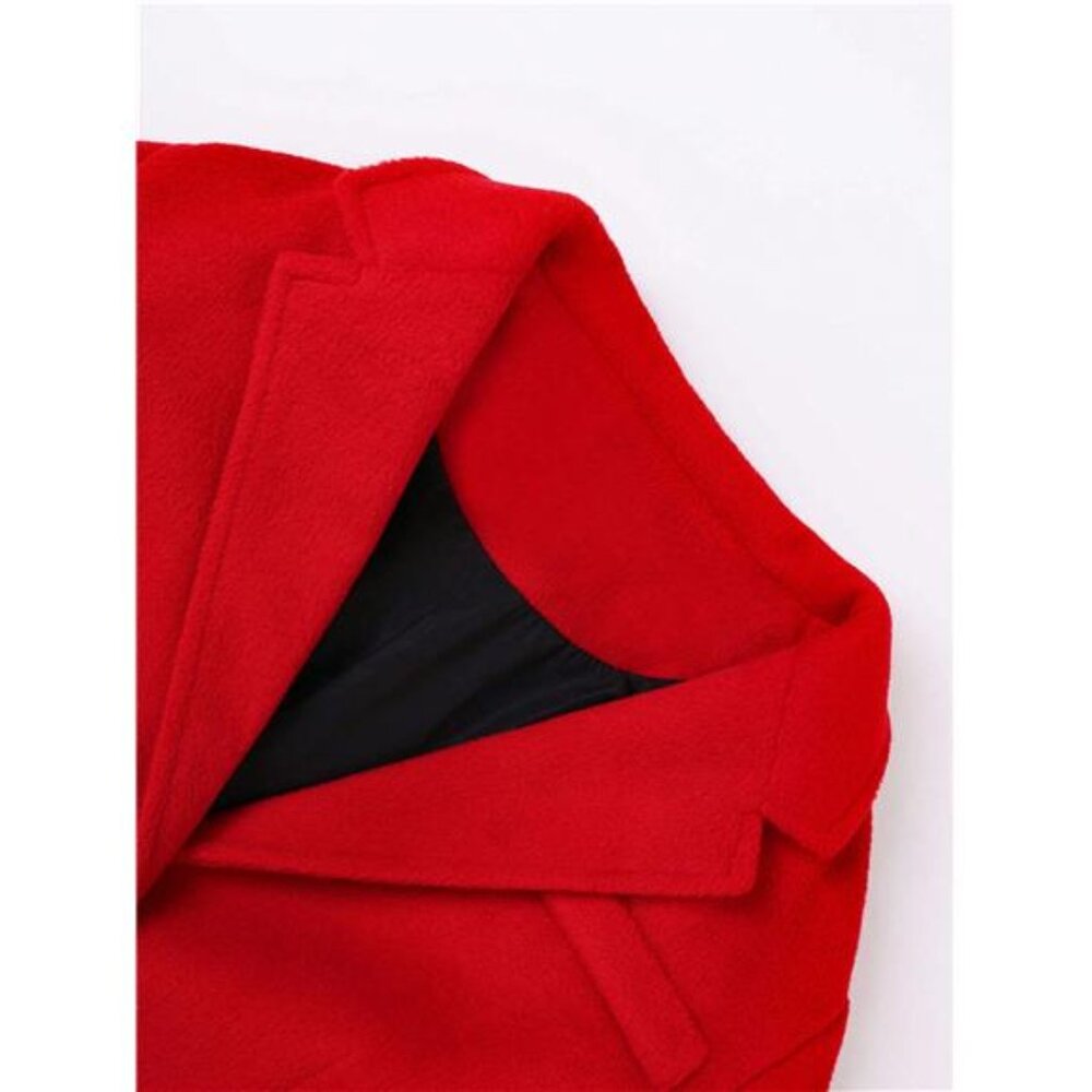 Women's Winter Wool Coat Single-Breasted Pea Coat Casual Long Lapel Work - Picture 5 of 9